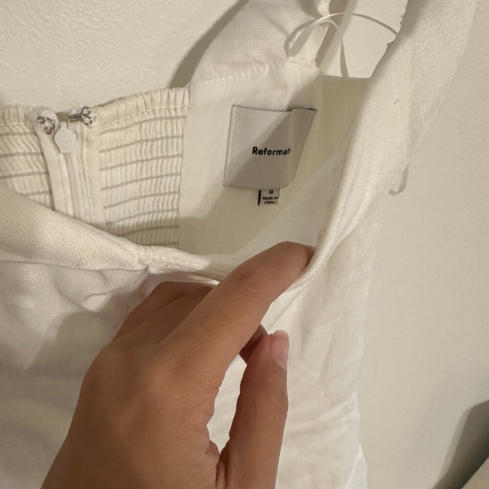Reformation Linen Mini Dress Off Shoulder - Picture 3 of 3